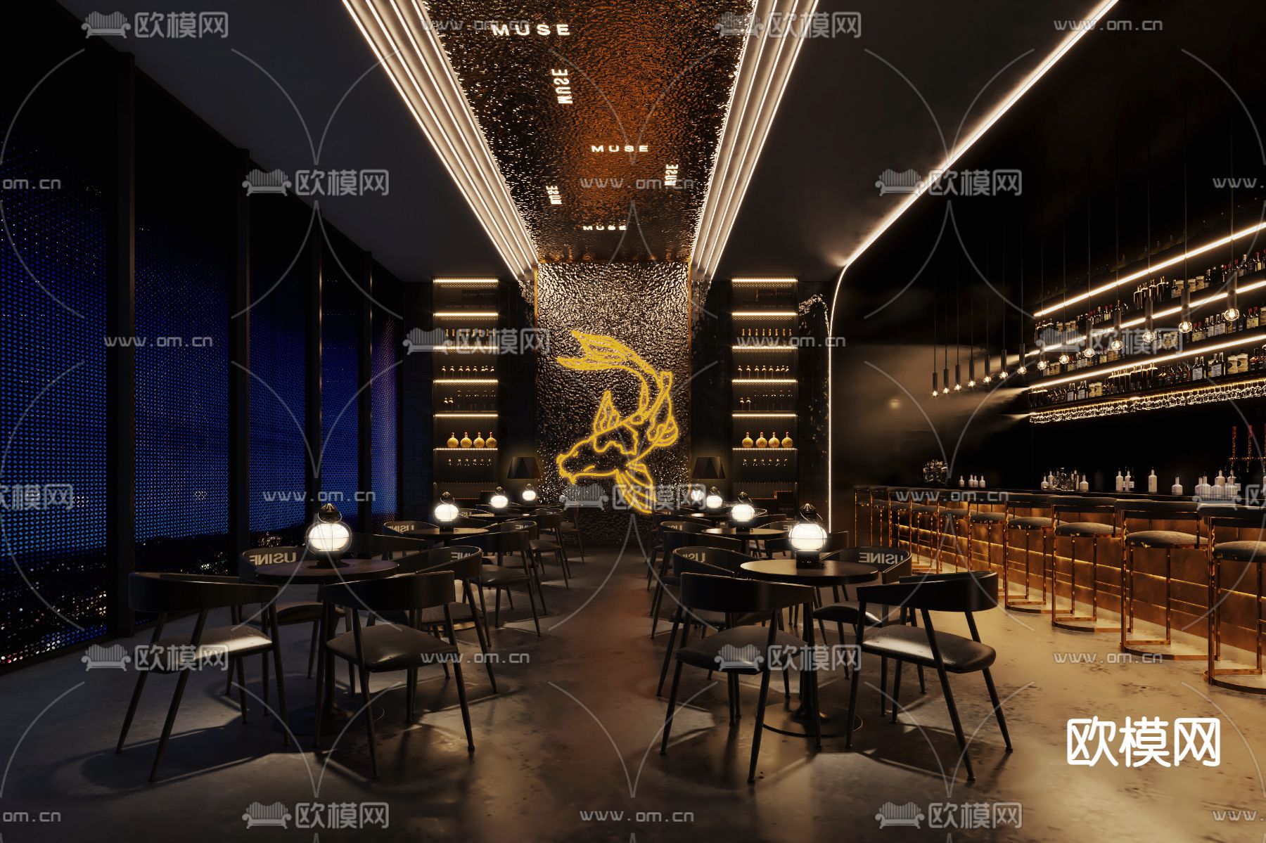 现代酒吧清吧3d模型