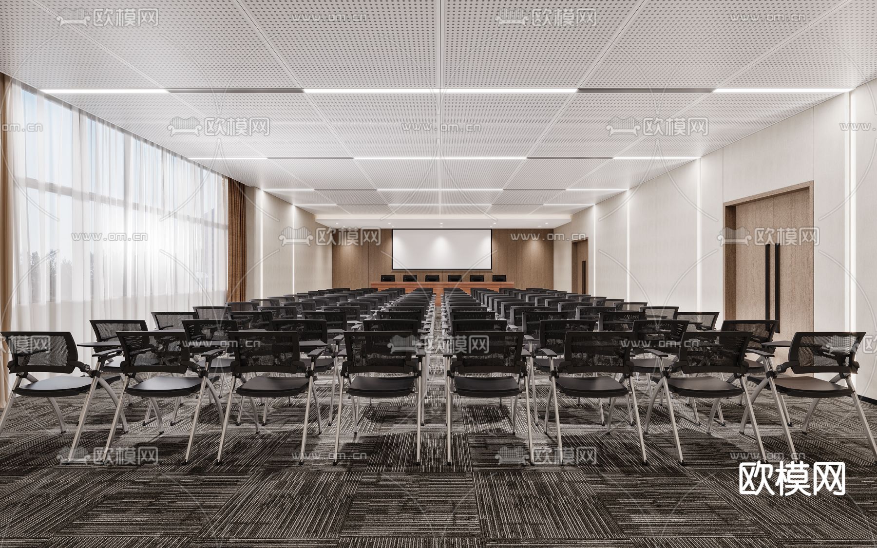 现代酒店会议厅3d模型下载