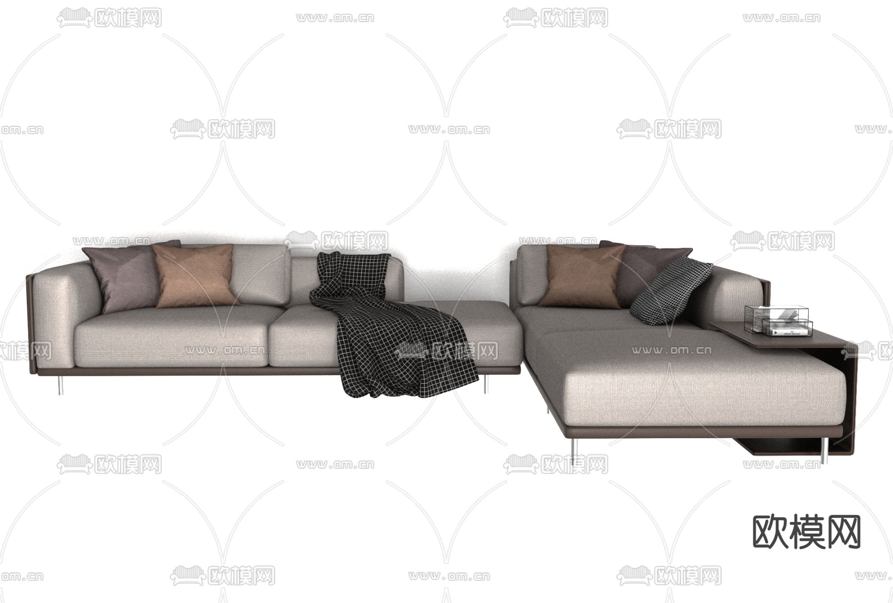 现代布艺拐角沙发免费3d模型下载