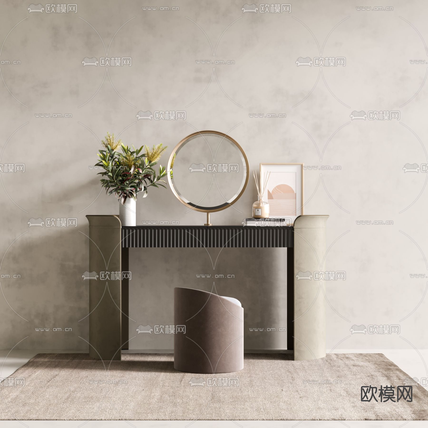 侘寂梳妆台3d模型下载