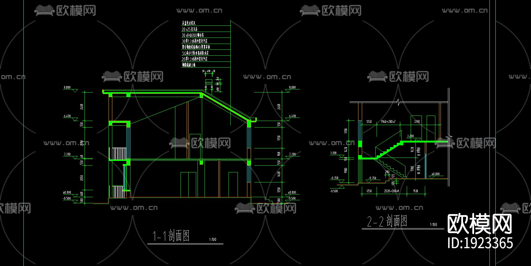 别墅cad施工图下载（渲染图2）