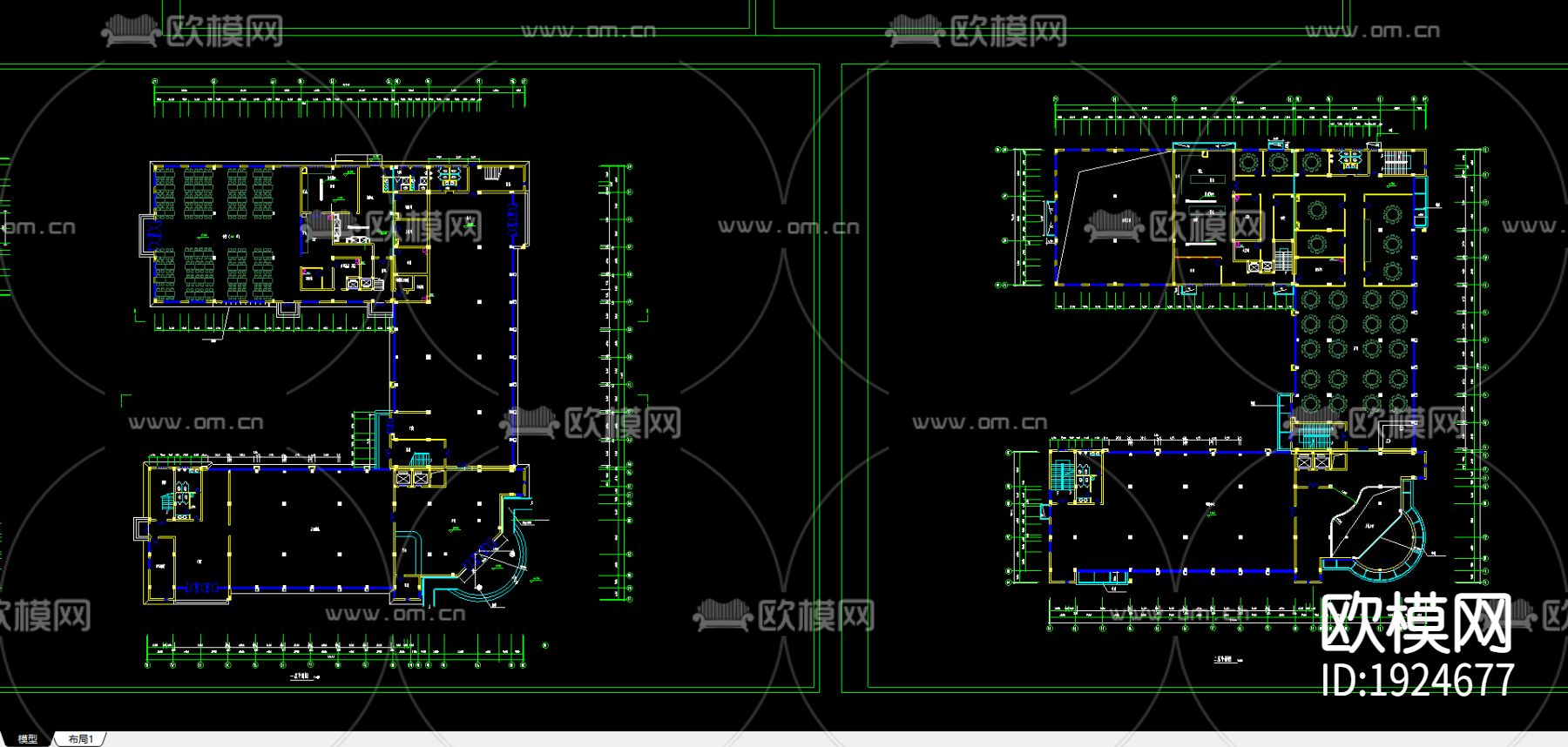 办公综合楼cad建筑图下载（渲染图2）