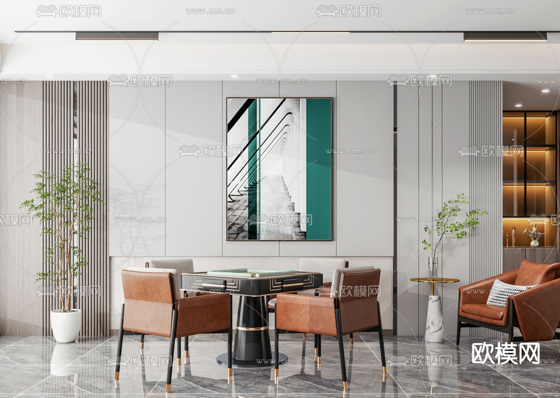 现代麻将桌椅3d模型下载