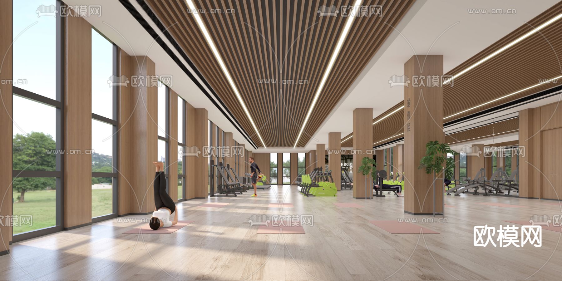 现代瑜伽健身房3d模型下载（渲染图2）