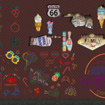  现代霓虹灯su模型 