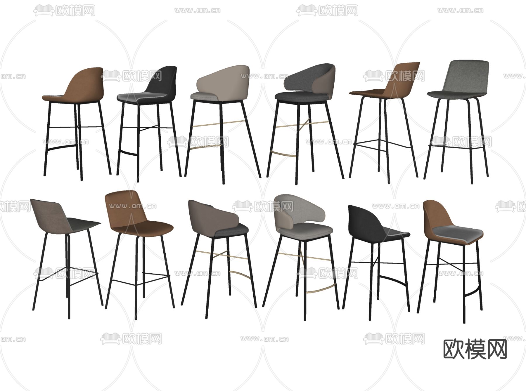 现代高脚凳su模型下载（渲染图2）