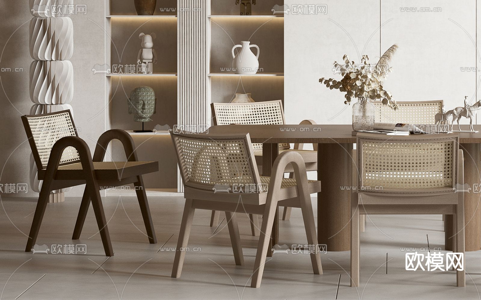 侘寂风餐厅3d模型下载（渲染图2）