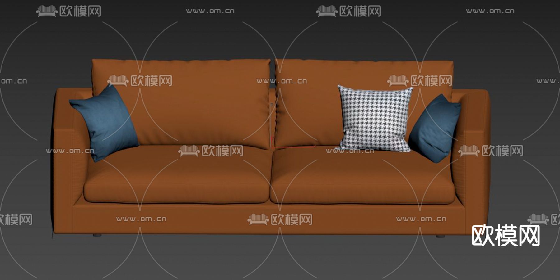 现代皮革双人沙发su模型下载（渲染图2）