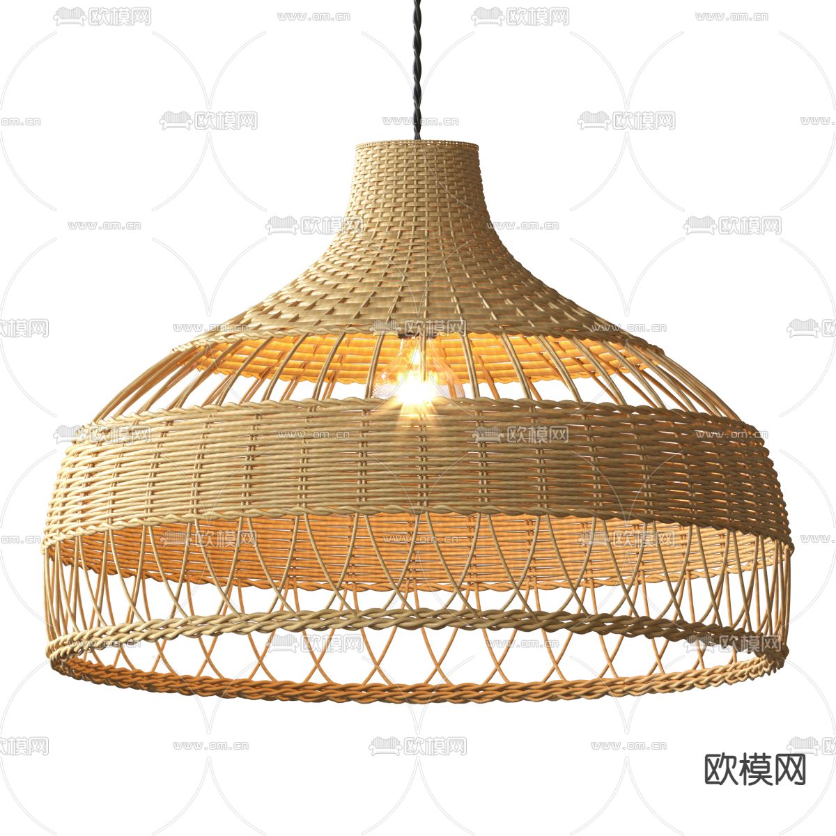 自然风藤编吊灯3d模型下载（渲染图3）