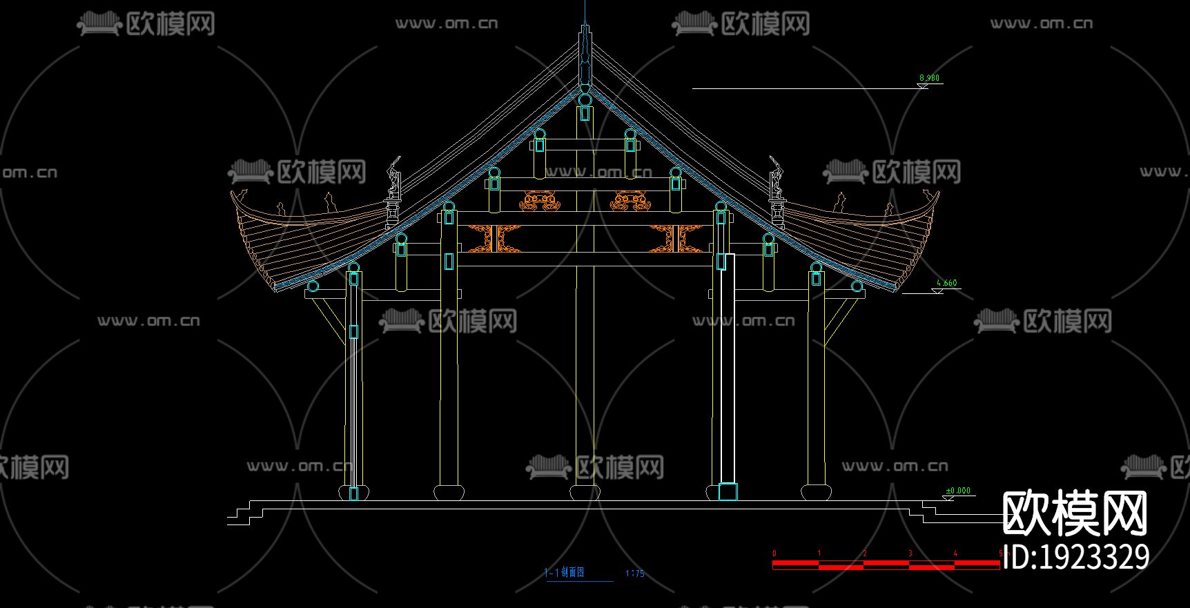 殿阁cad建筑图下载（渲染图3）
