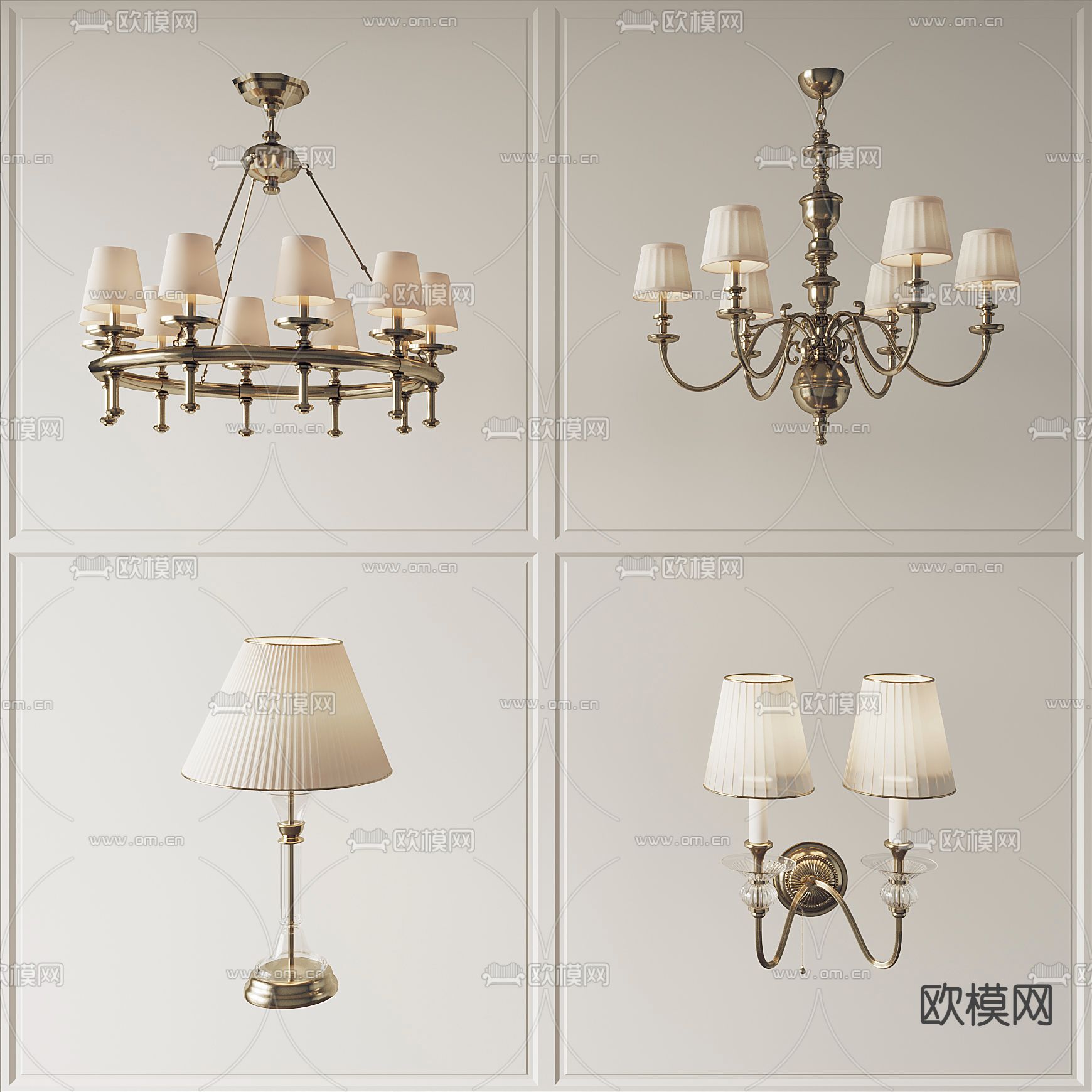 简欧金属吊灯su模型下载（渲染图1）