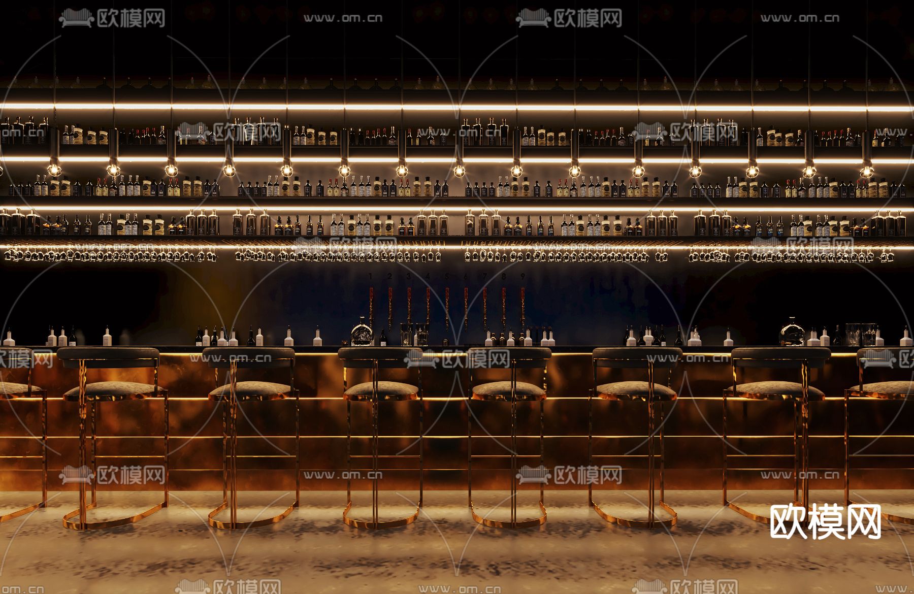 现代酒吧清吧3d模型