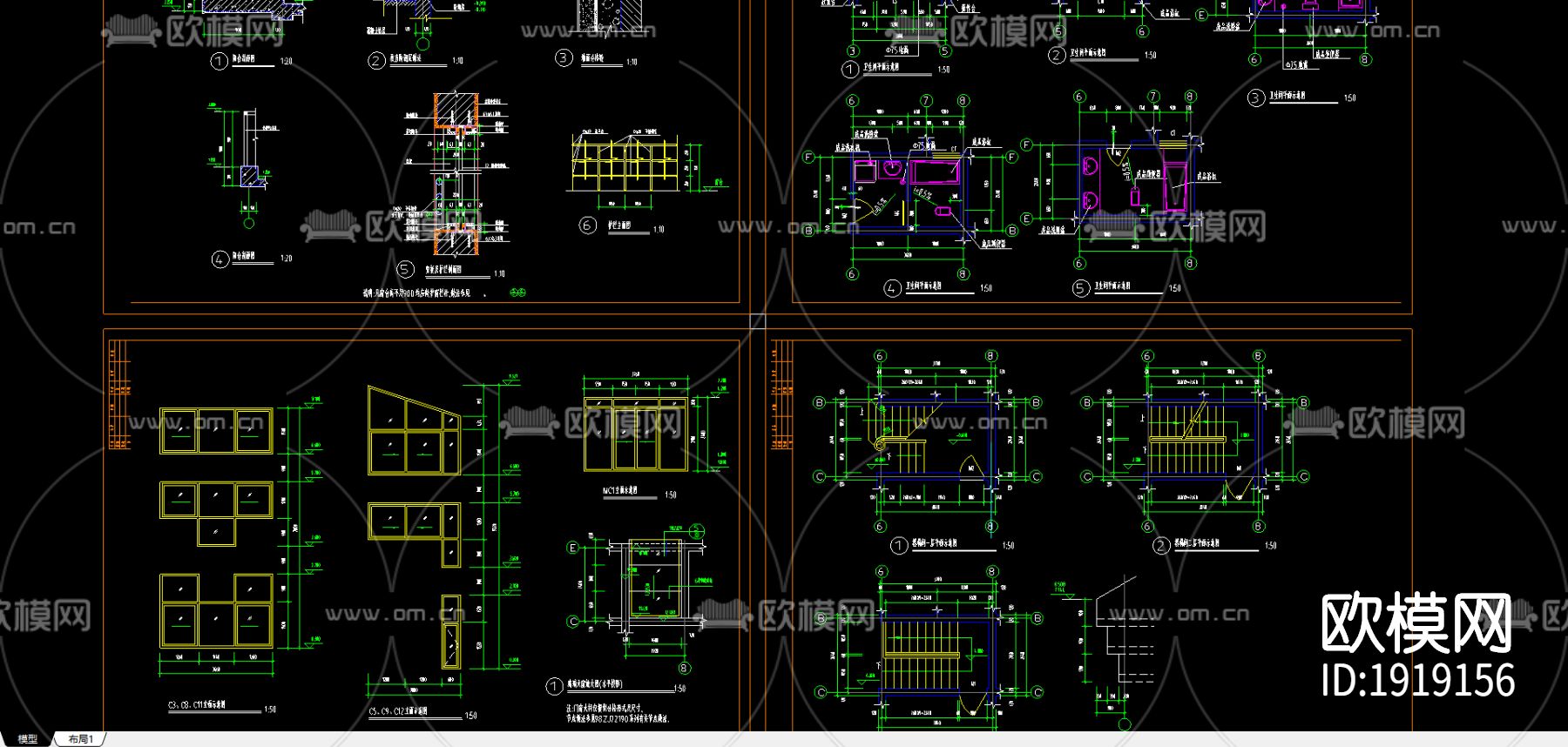 别墅建筑cad图-免费3dmax模型库-欧模网