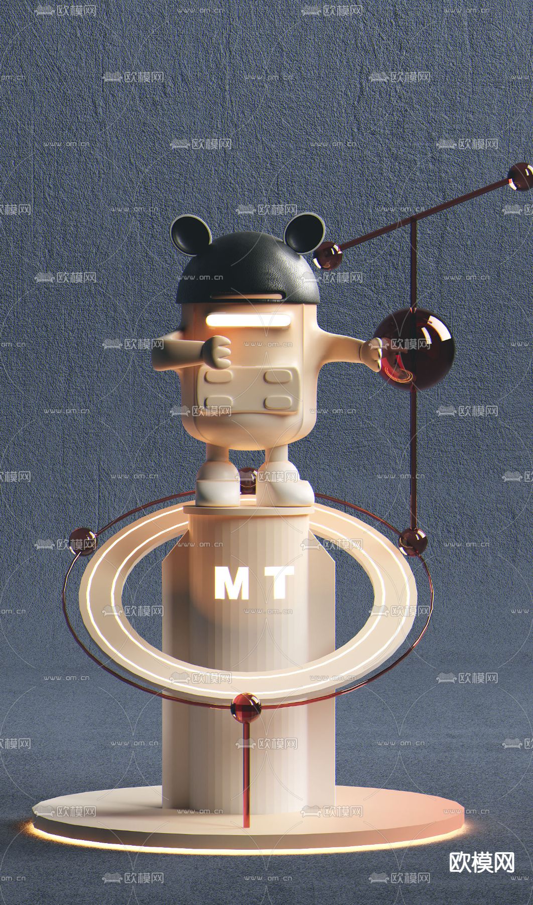 现代卡通雕塑摆件su模型下载（渲染图3）