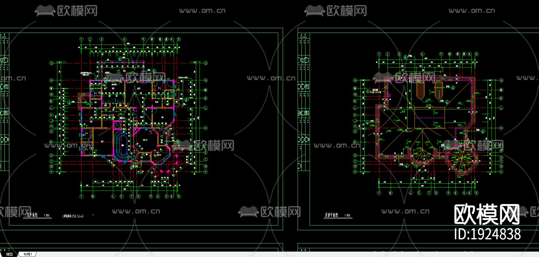 上海某别墅施工图下载（渲染图2）