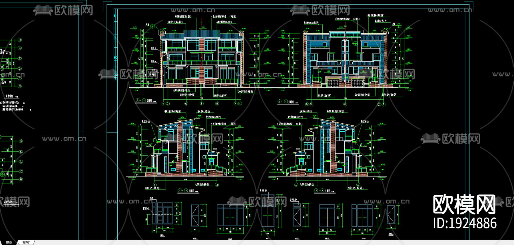 苏州市某别墅施工图下载（渲染图1）