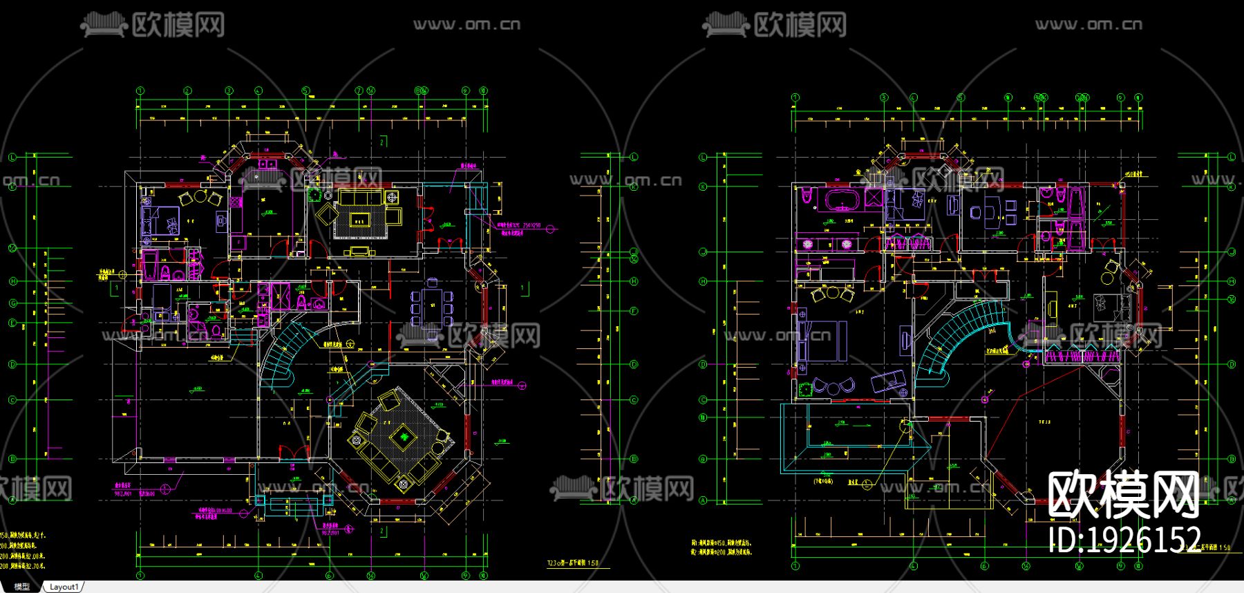 钢结构别墅CAD施工图下载（渲染图4）