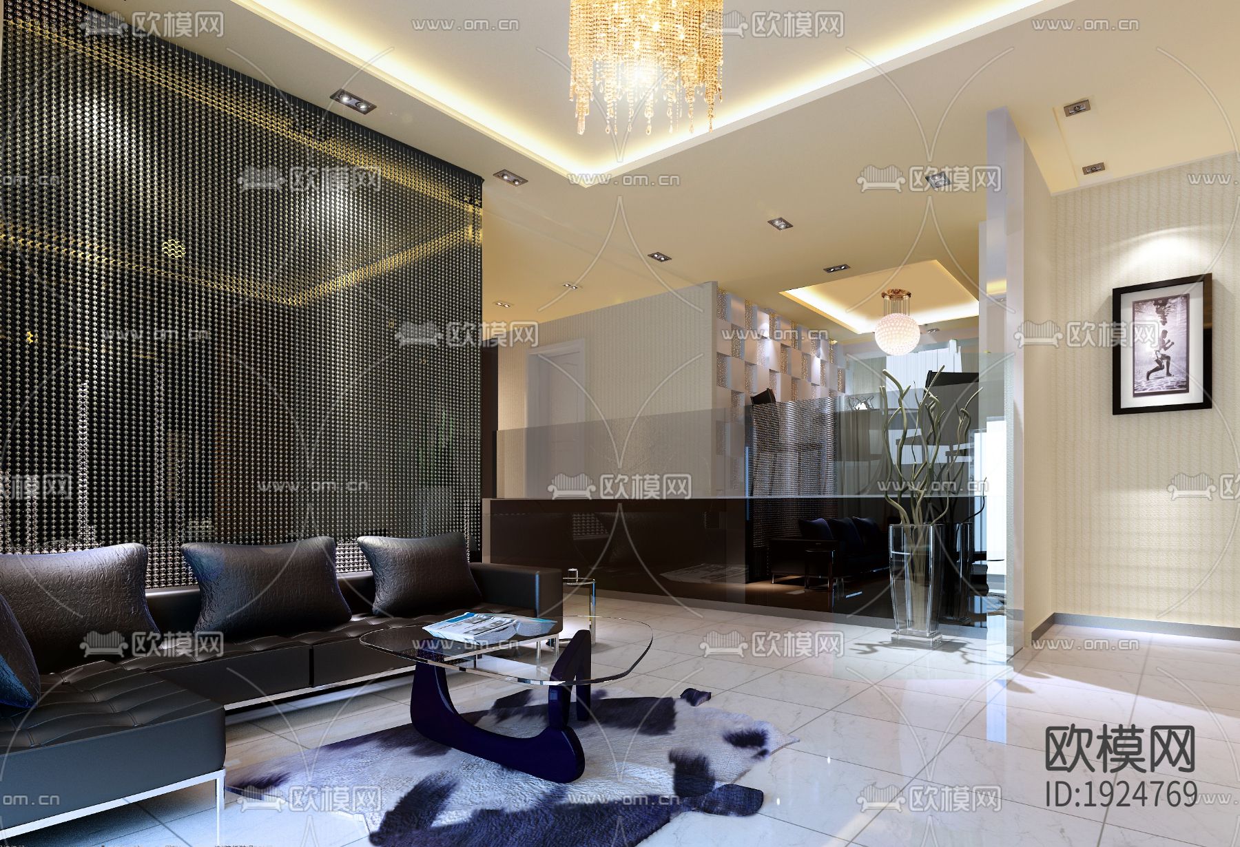 现代简约家装施工图下载（渲染图2）