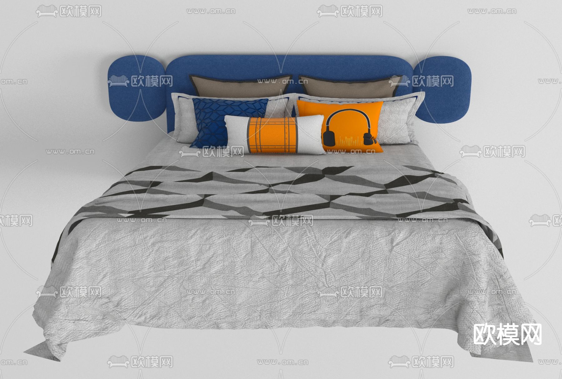 北欧布艺儿童床免费3d模型下载