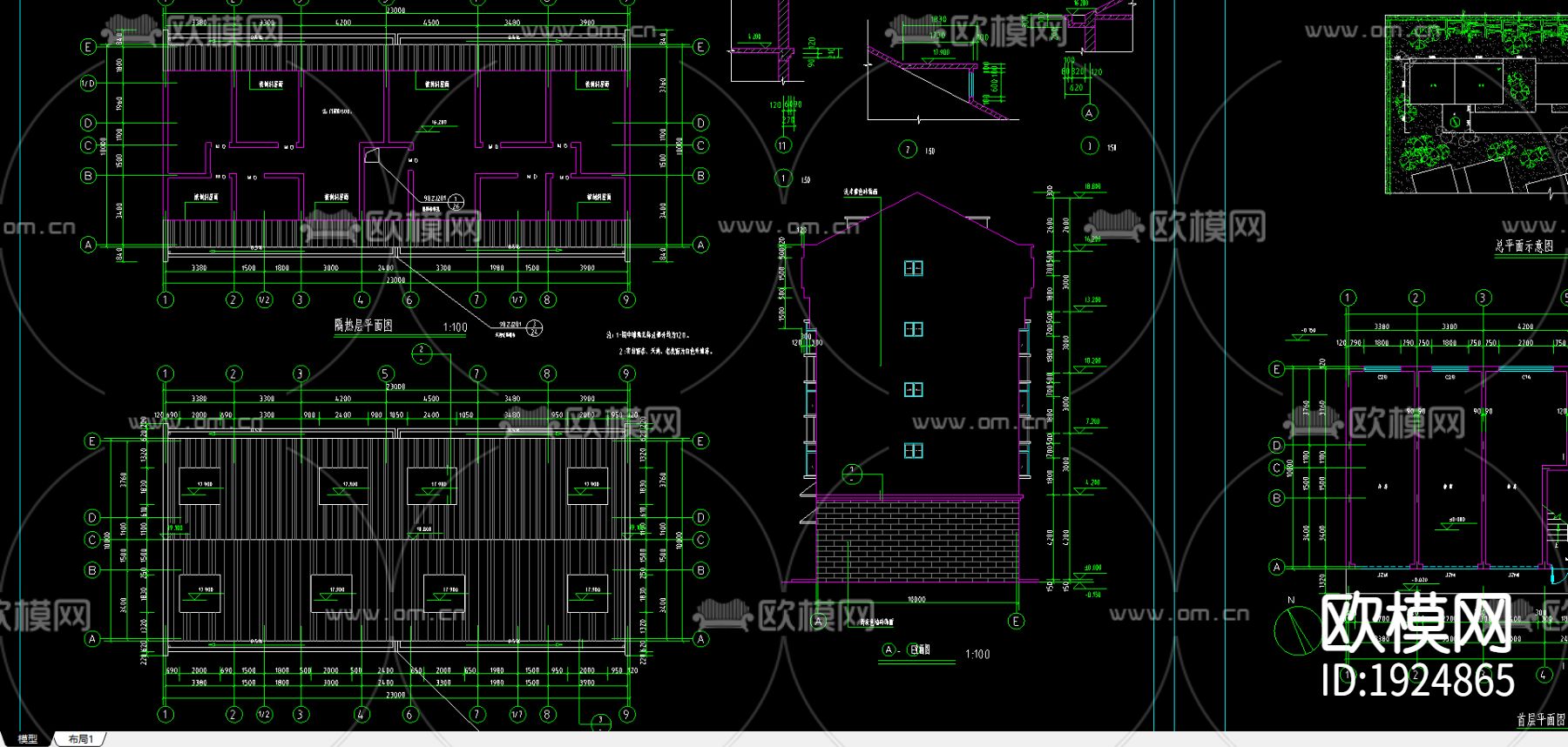 现代私人住宅楼施工图下载（渲染图2）
