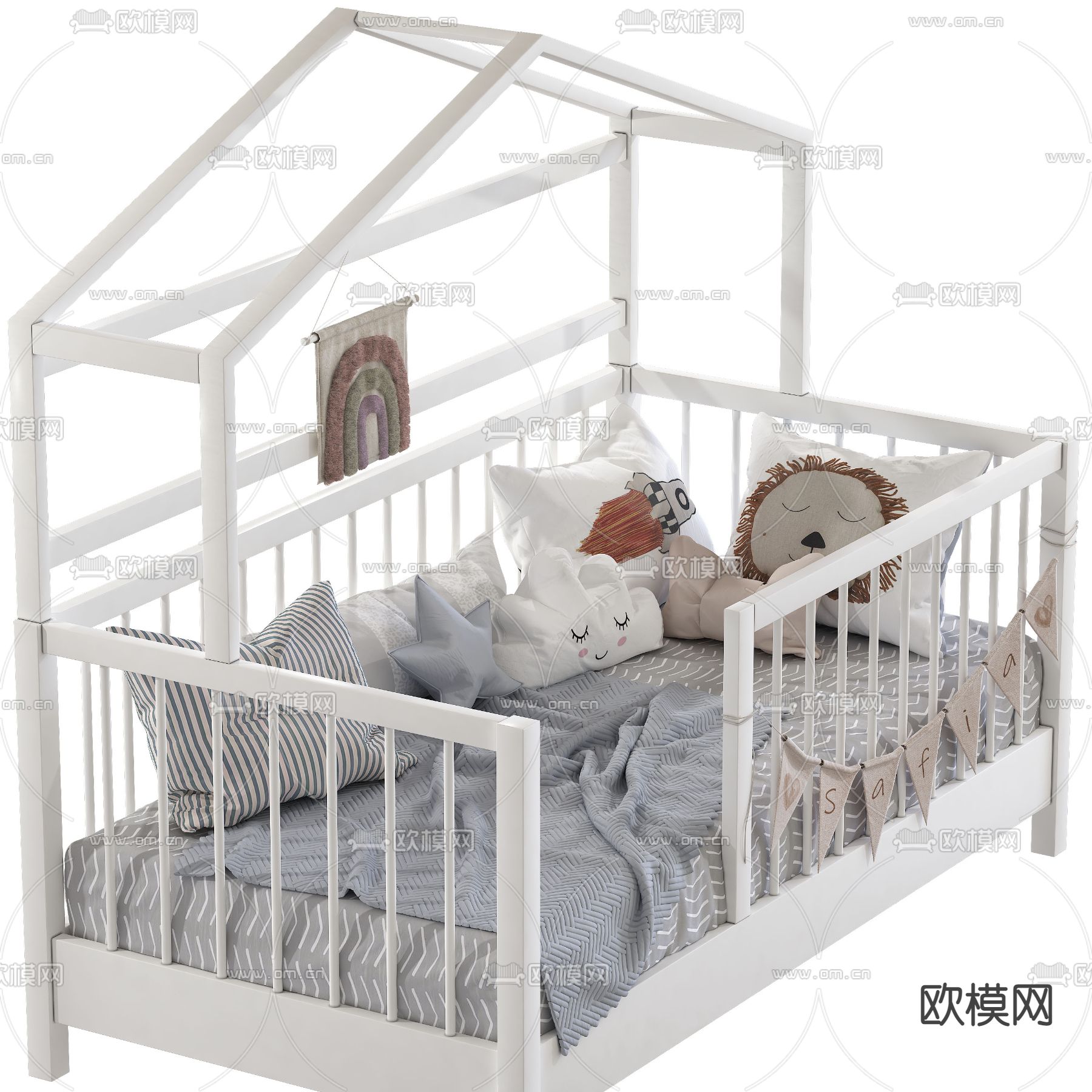 现代婴儿床3d模型下载（渲染图3）