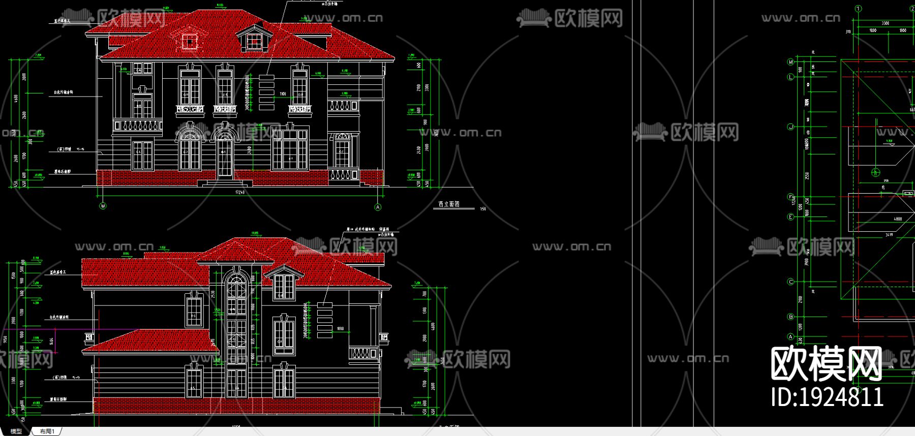 棋盘山别墅建筑图下载（渲染图2）