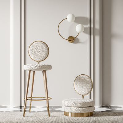  法式吧台椅su模型 