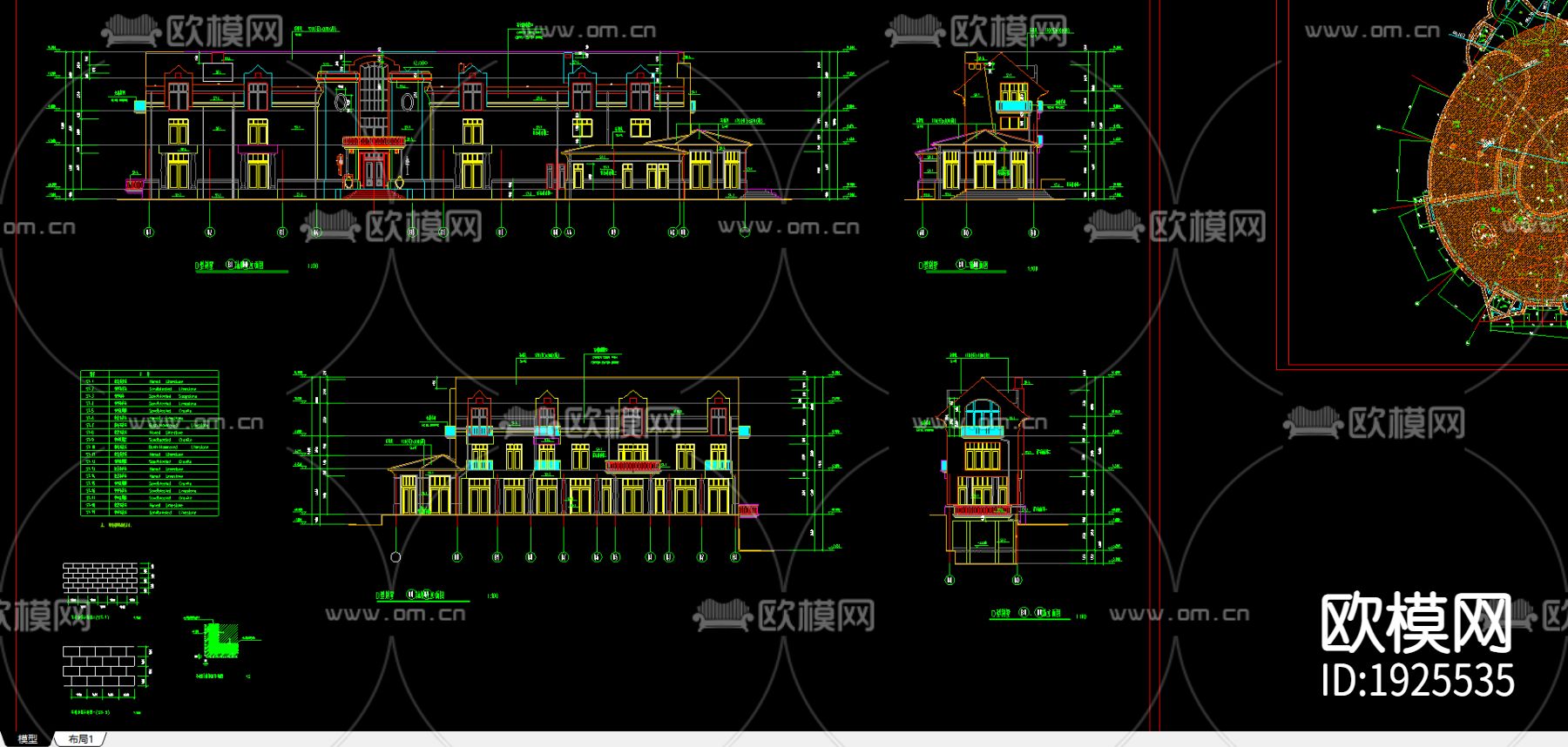 别墅cad平面布置图下载（渲染图6）