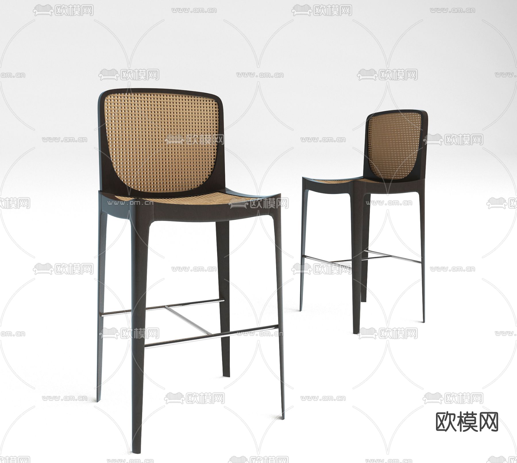 新中式吧台椅免费3d模型下载