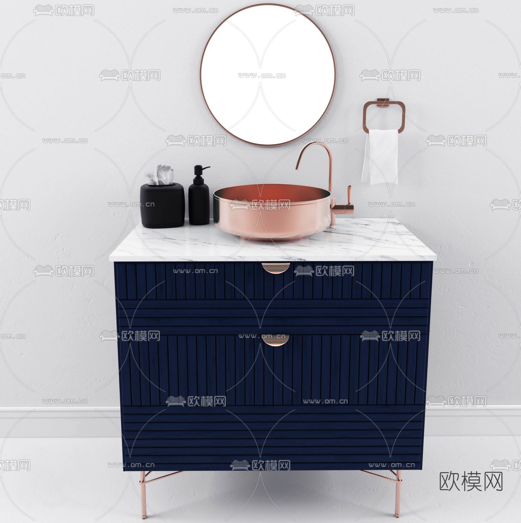 现代洗手台浴室柜免费3d模型下载