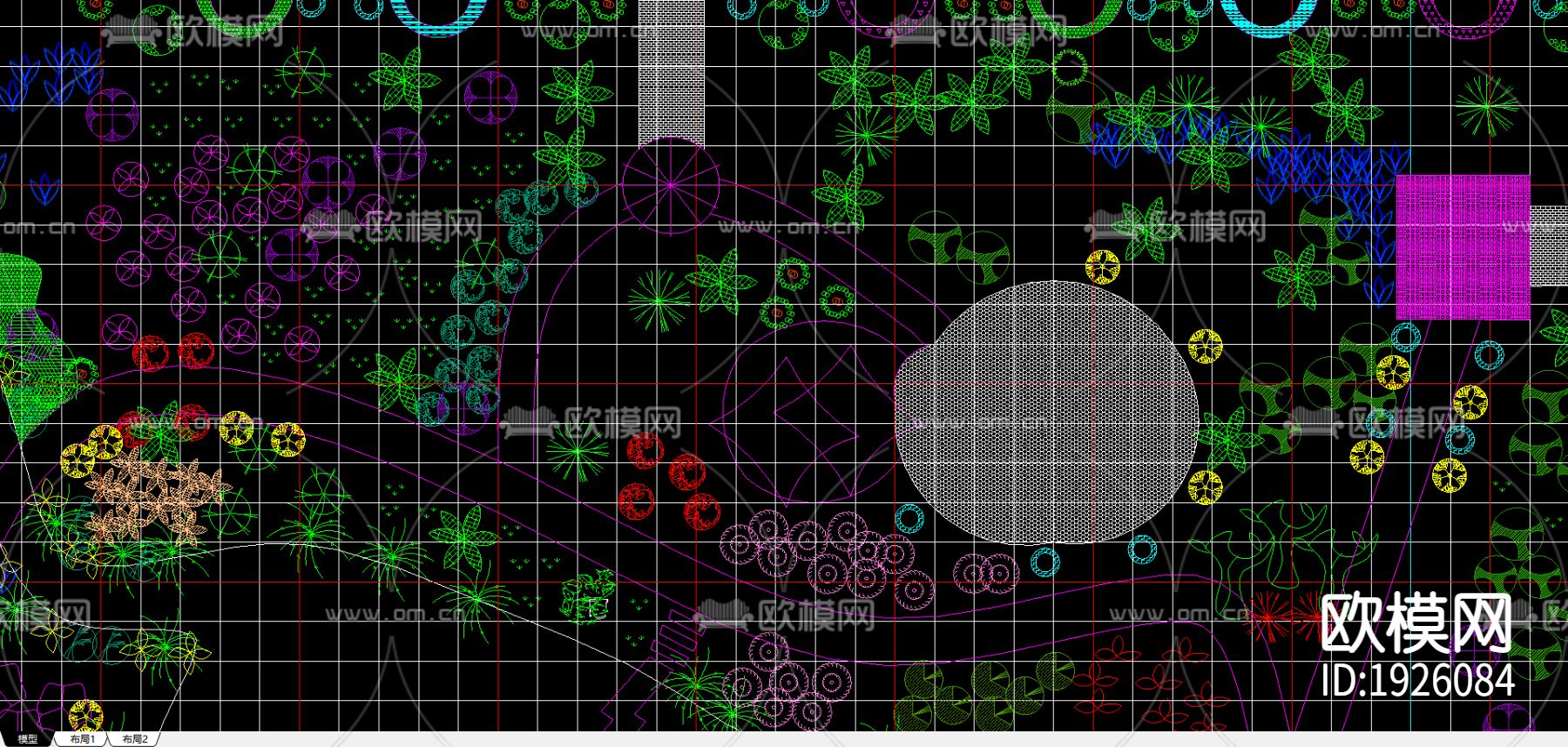 楠苑公园植物cad配置图下载（渲染图2）