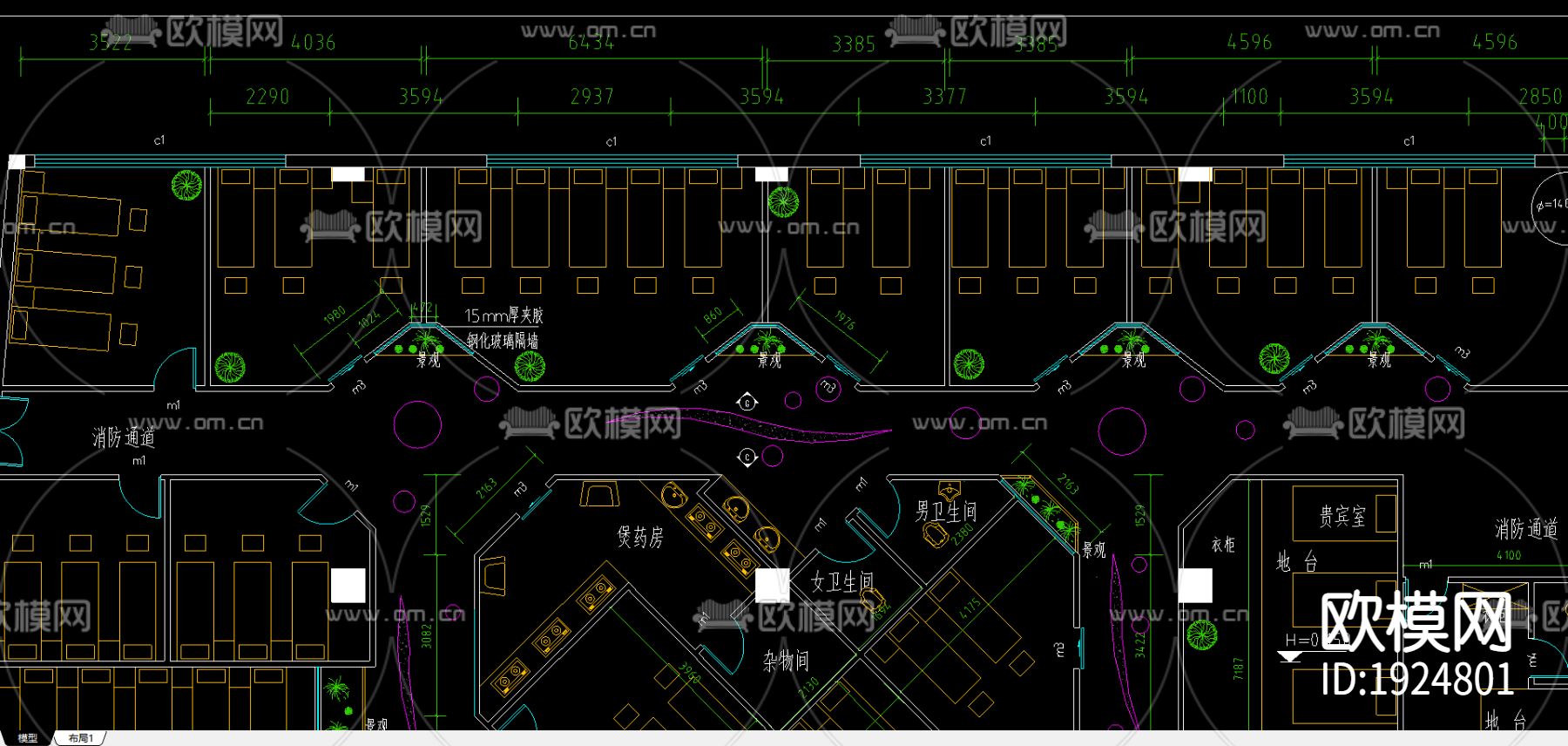 足浴城平面设计图下载（渲染图1）