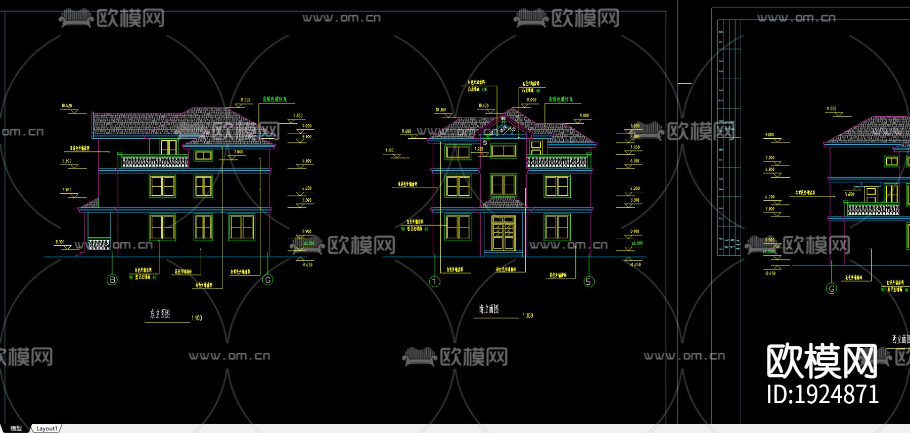 私宅设计建筑施工图下载（渲染图1）