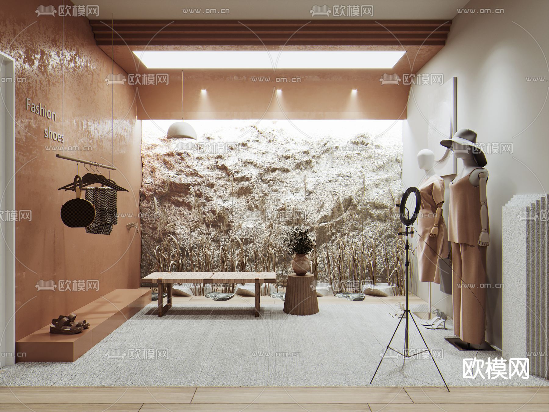 侘寂服装店直播间su模型