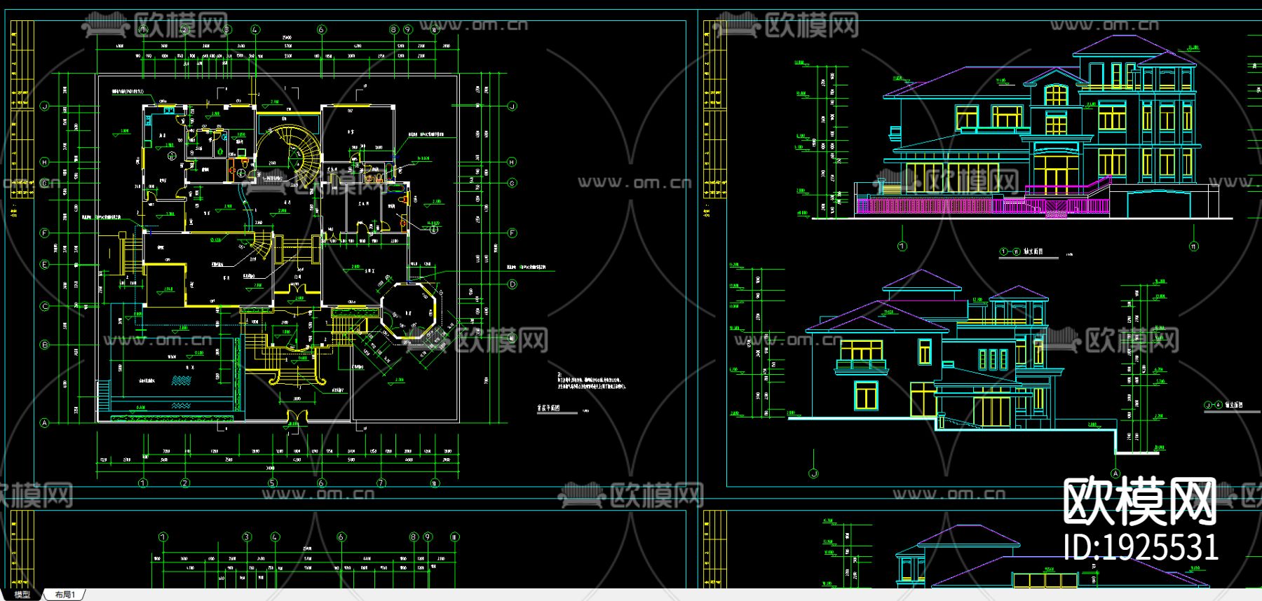 公爵B型别墅方案全套图下载（渲染图4）