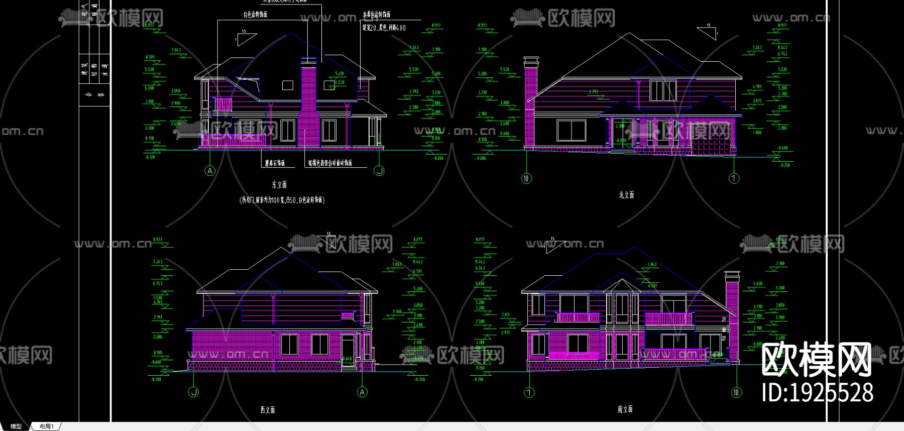 乡村度假别墅施工图下载（渲染图1）
