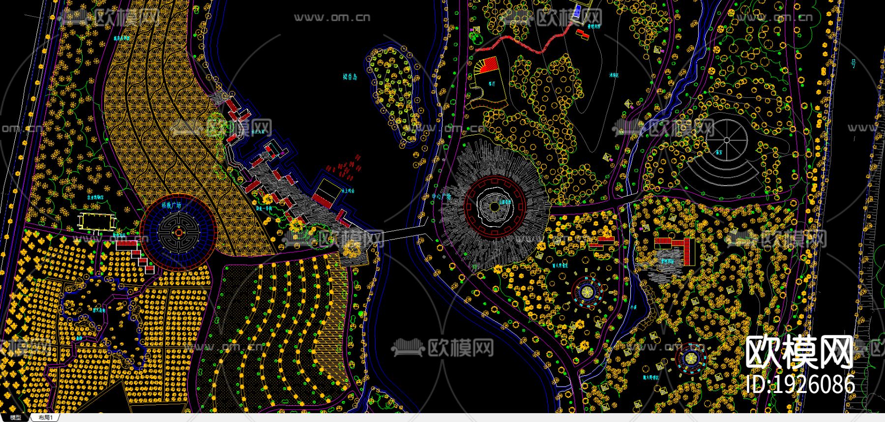 农业生态观光区绿化cad平面图下载（渲染图5）
