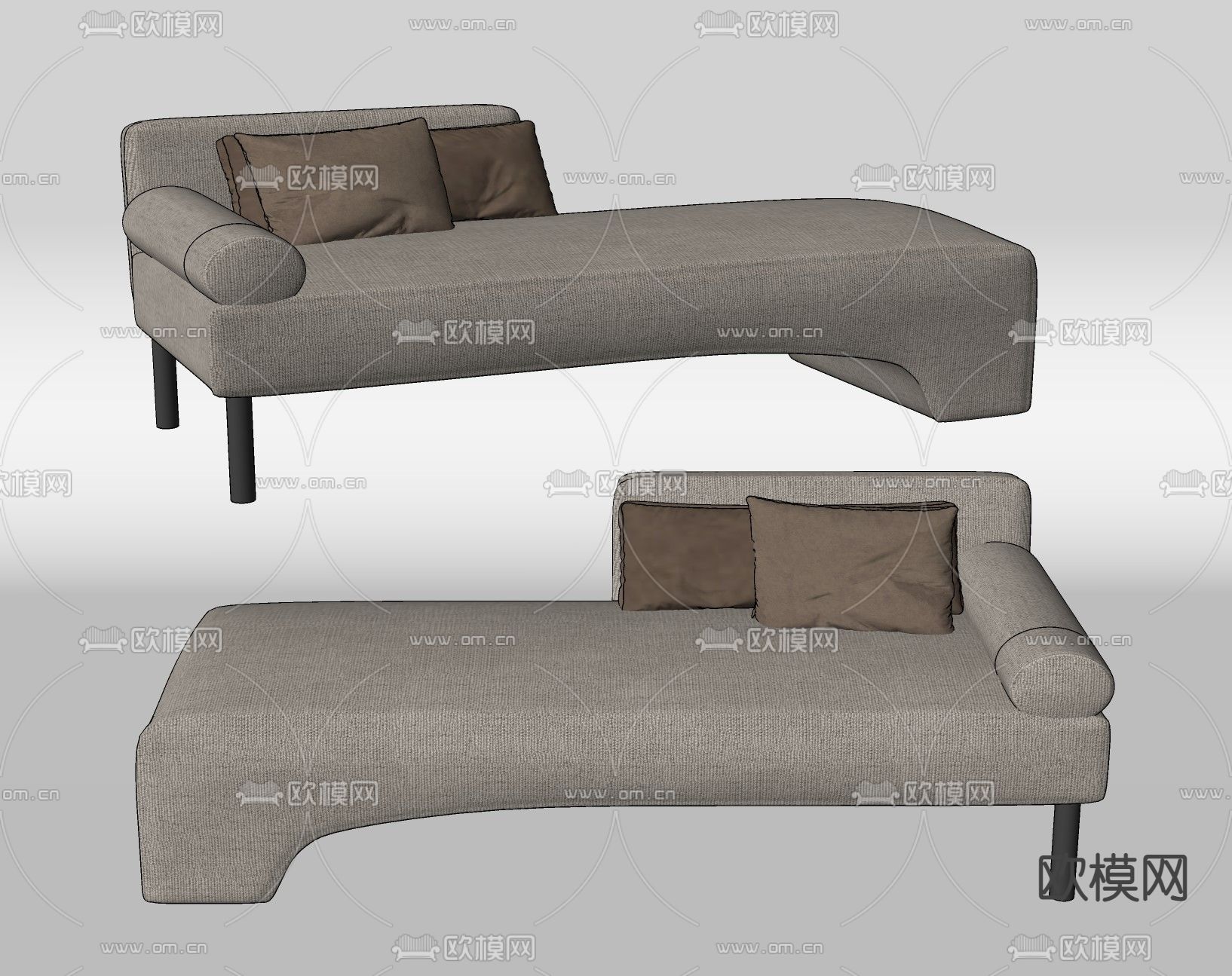 北欧布艺贵妃椅su模型