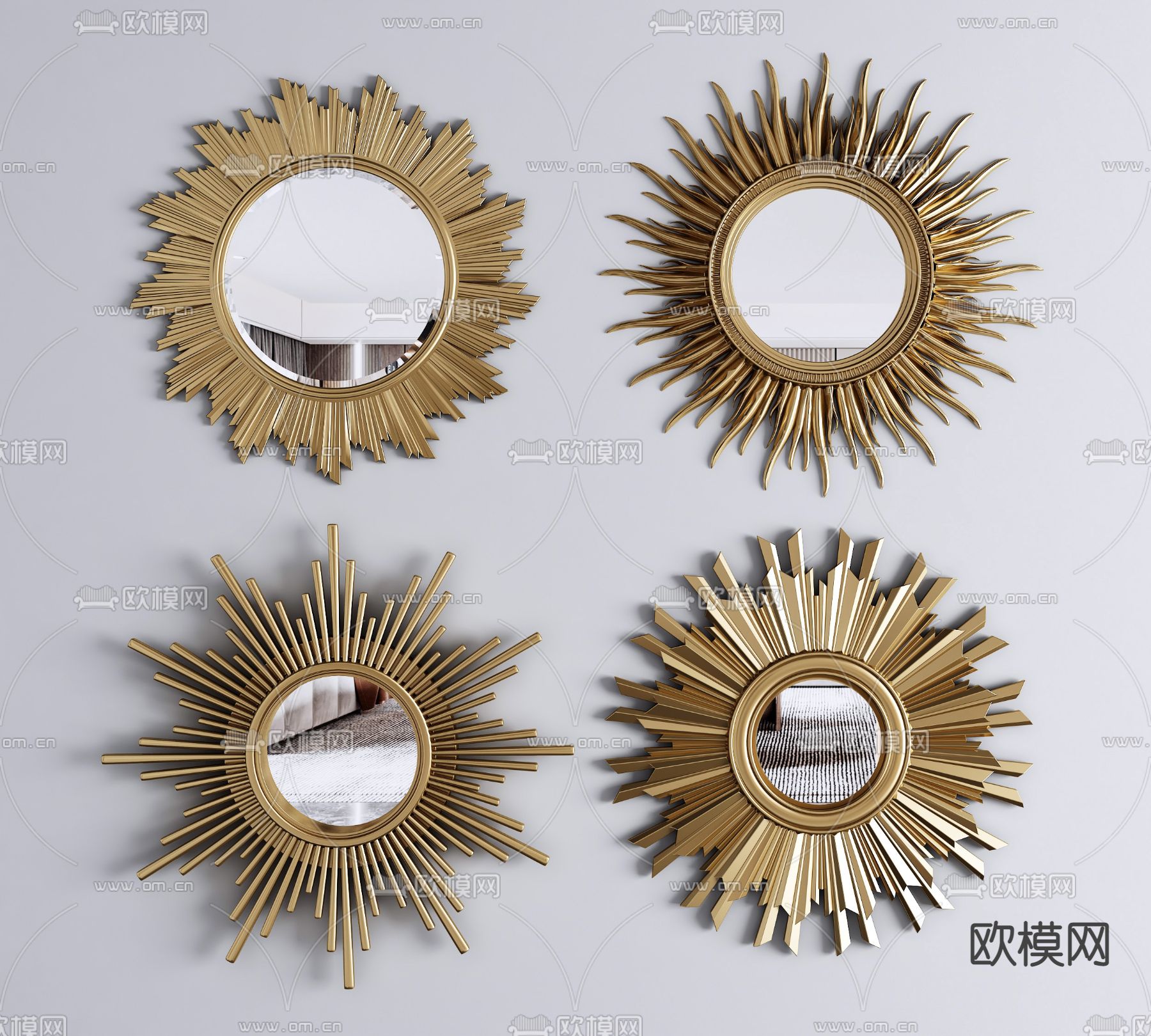 简欧镜子装饰镜3d模型下载