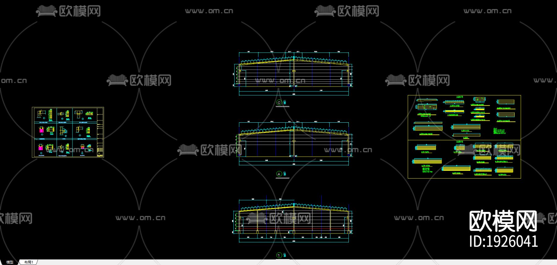 江苏常州钢结构cad大样图下载（渲染图4）