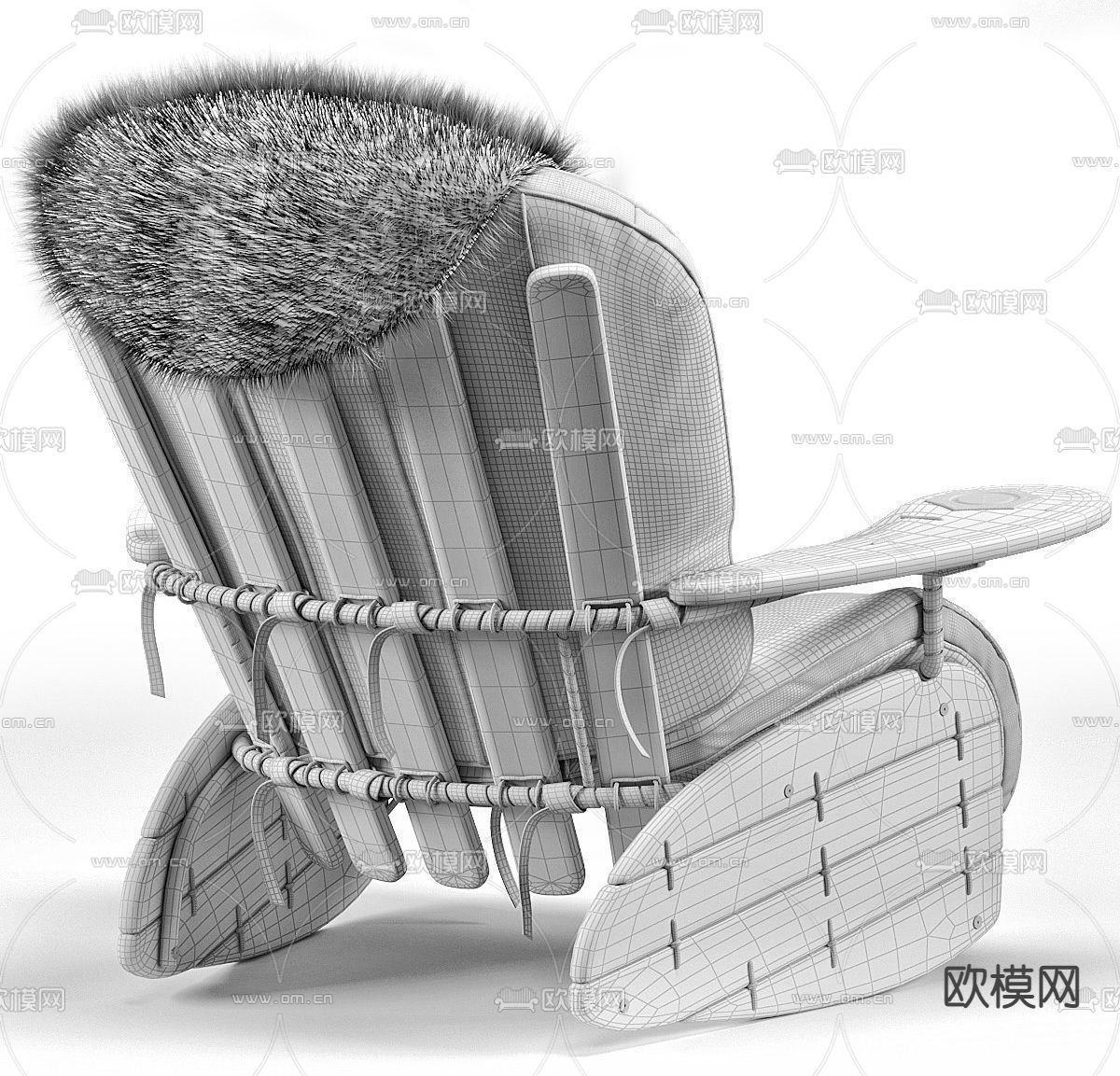 美式皮革休闲沙发3d模型下载（渲染图5）