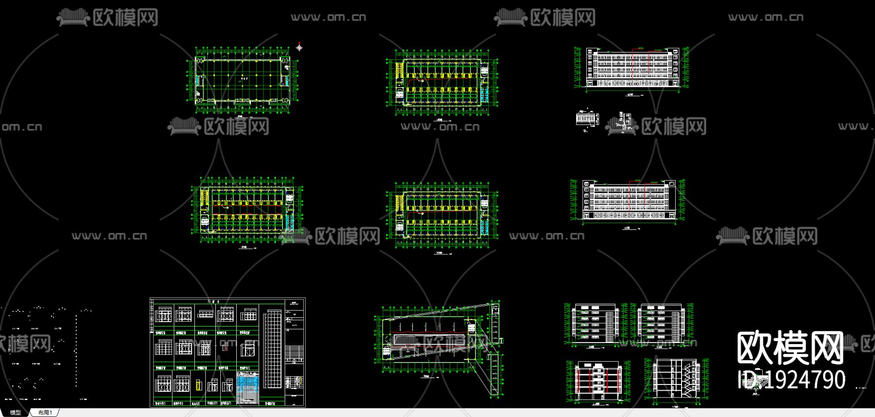 综合楼设计建筑图下载（渲染图4）