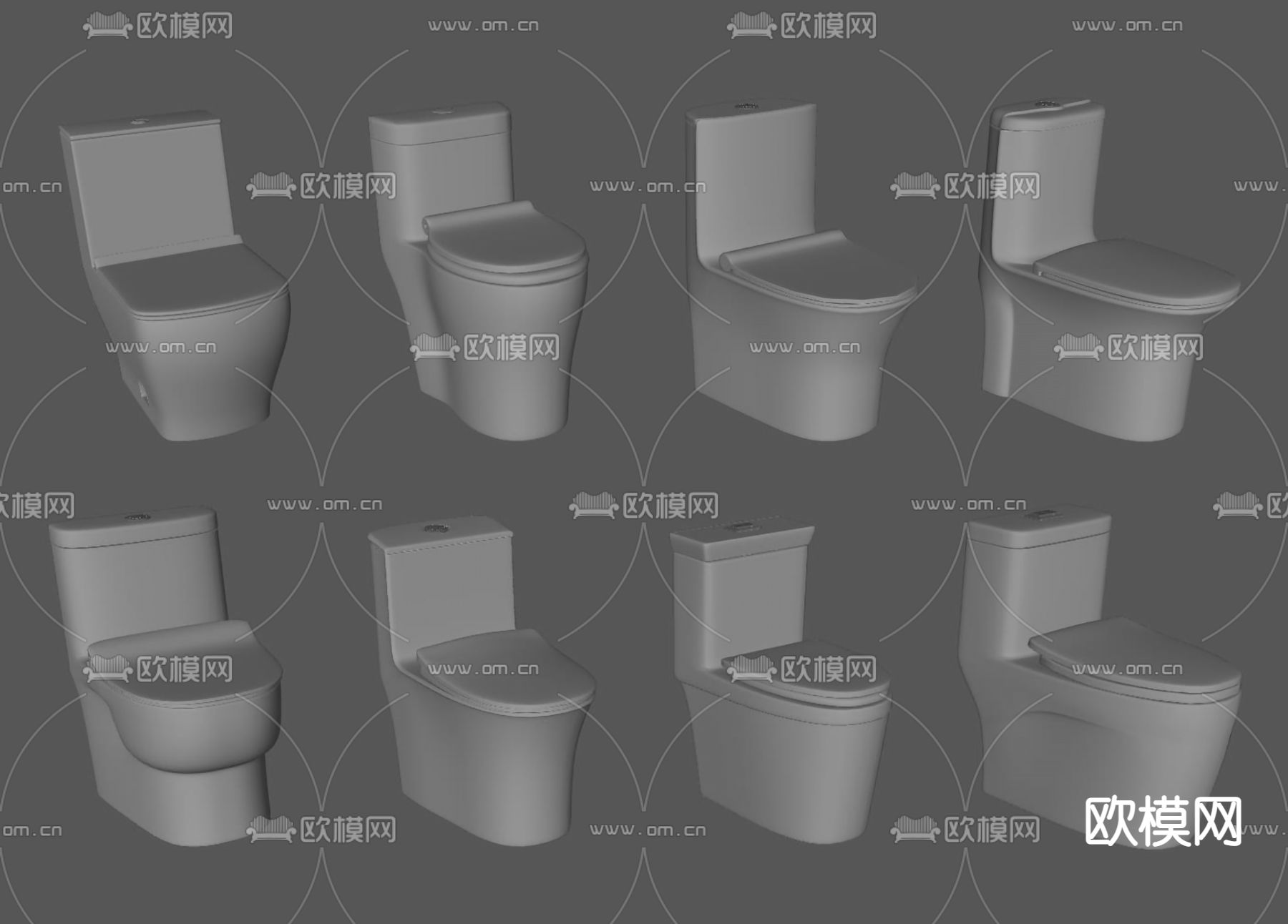 现代马桶su模型下载（渲染图2）
