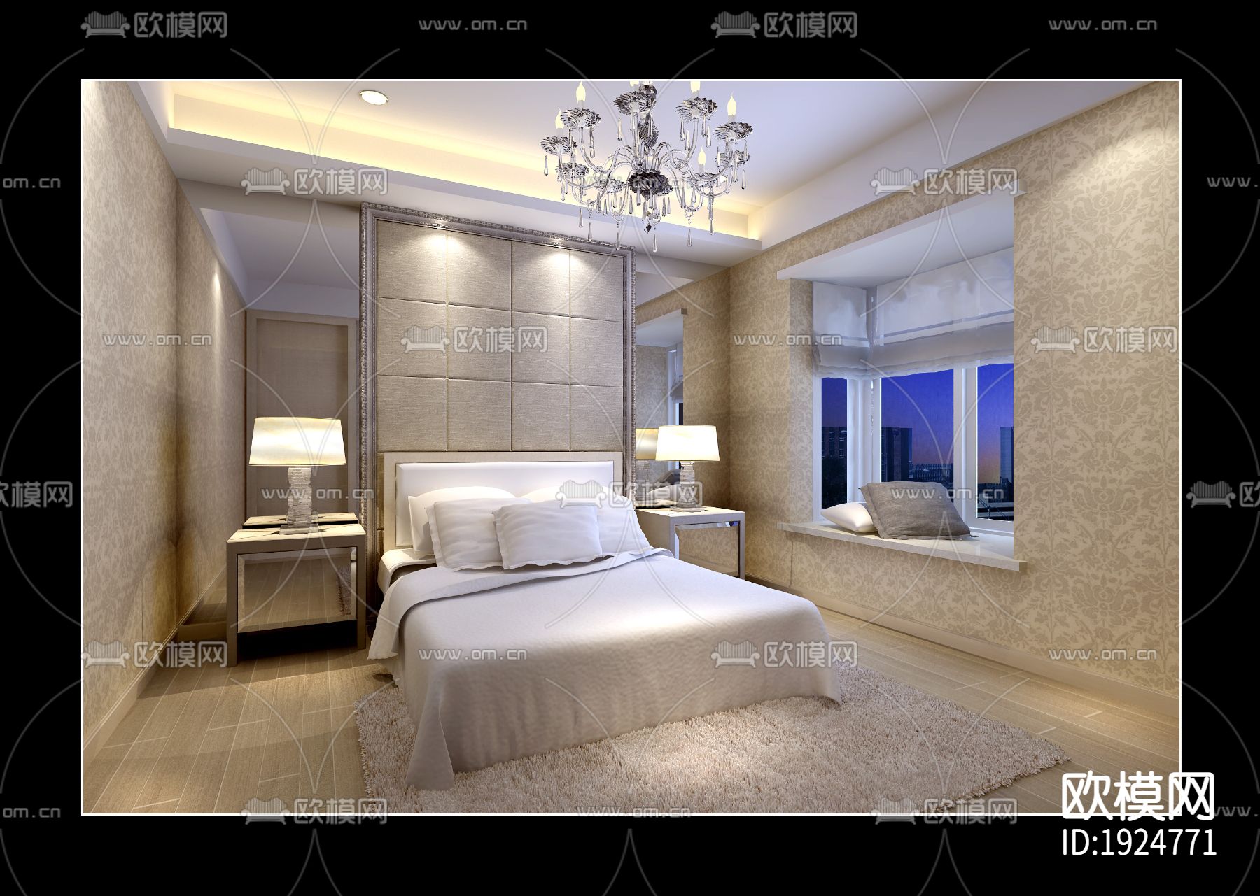 欧式简约家装施工图下载（渲染图2）