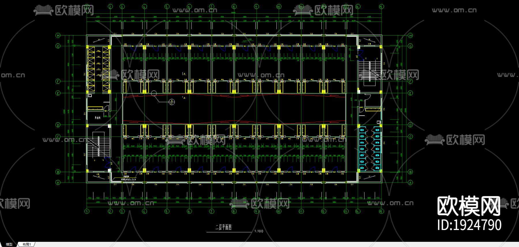 综合楼设计建筑图下载（渲染图1）