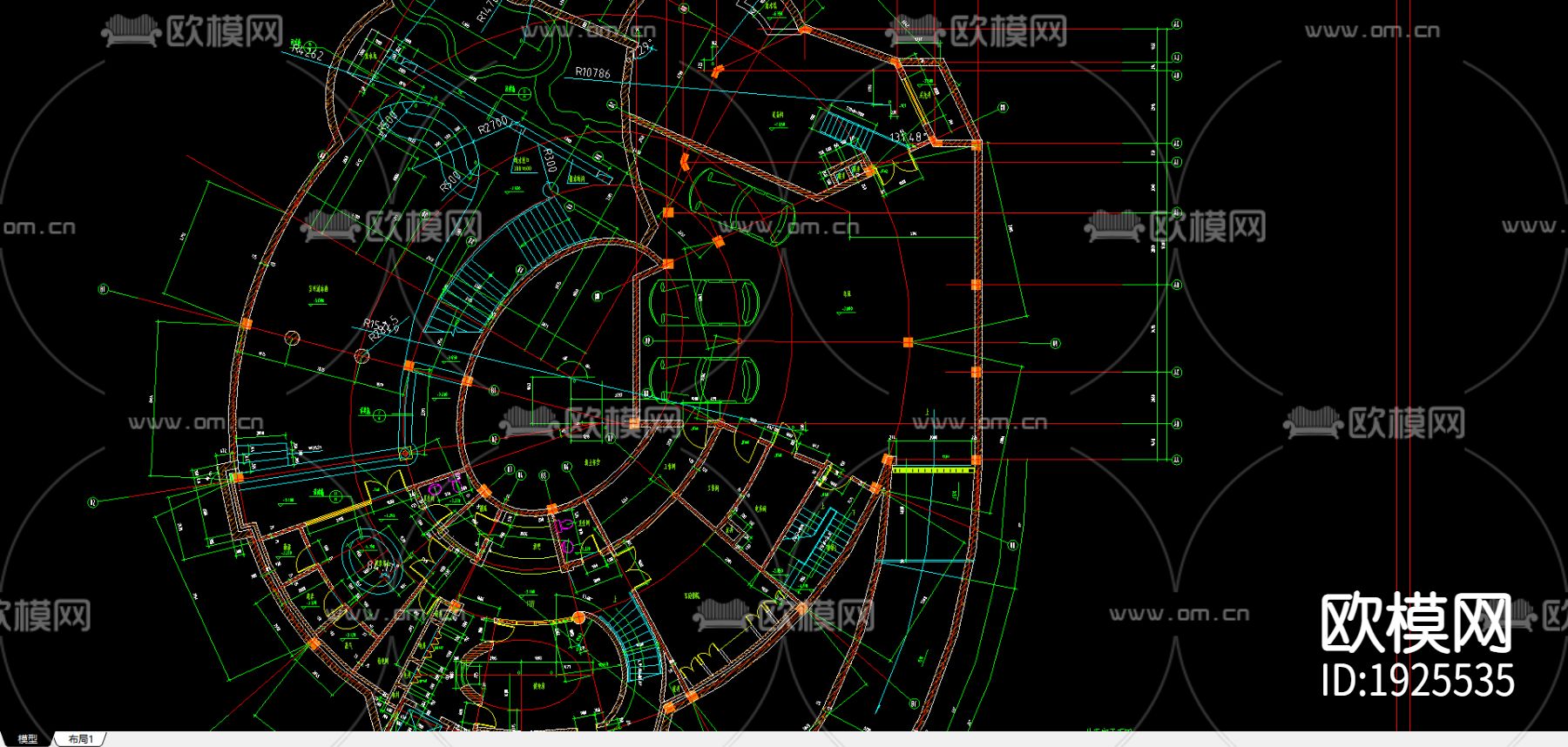 别墅cad平面布置图下载（渲染图3）