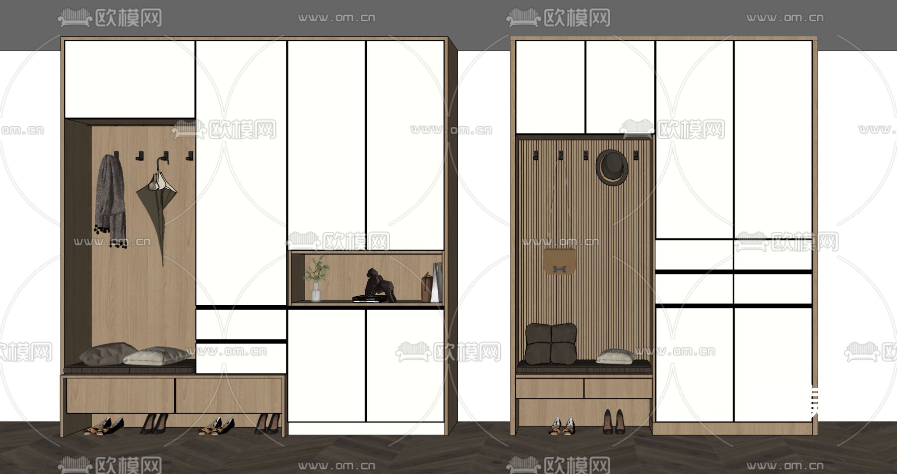 现代鞋柜su模型下载（渲染图2）