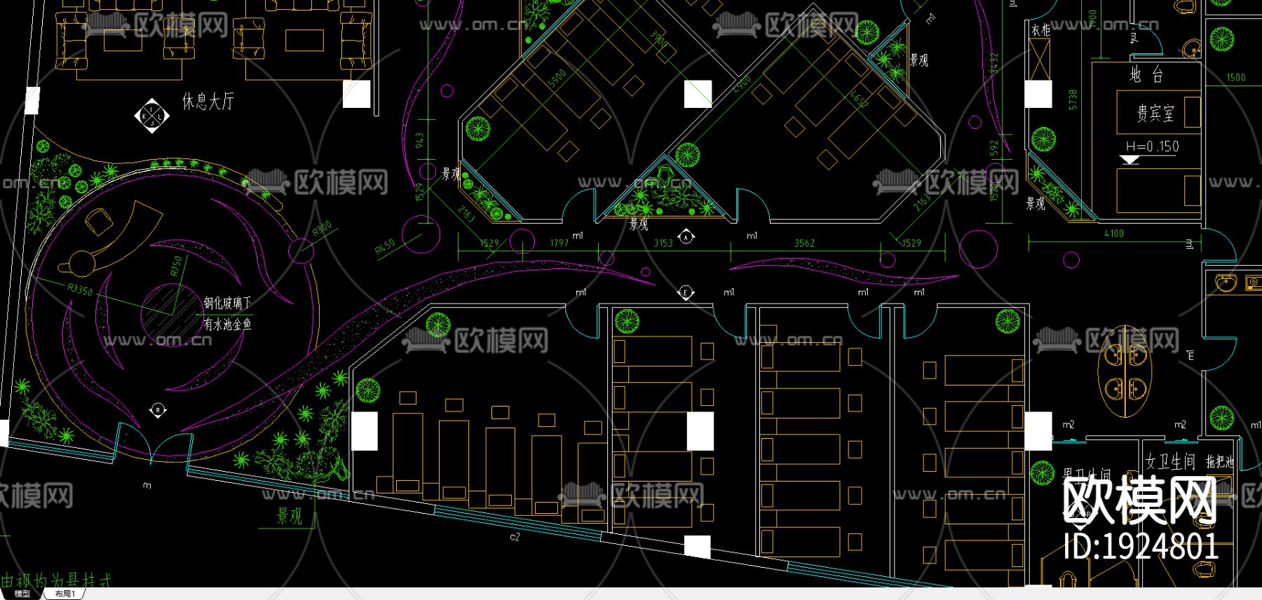 足浴城平面设计图下载（渲染图2）
