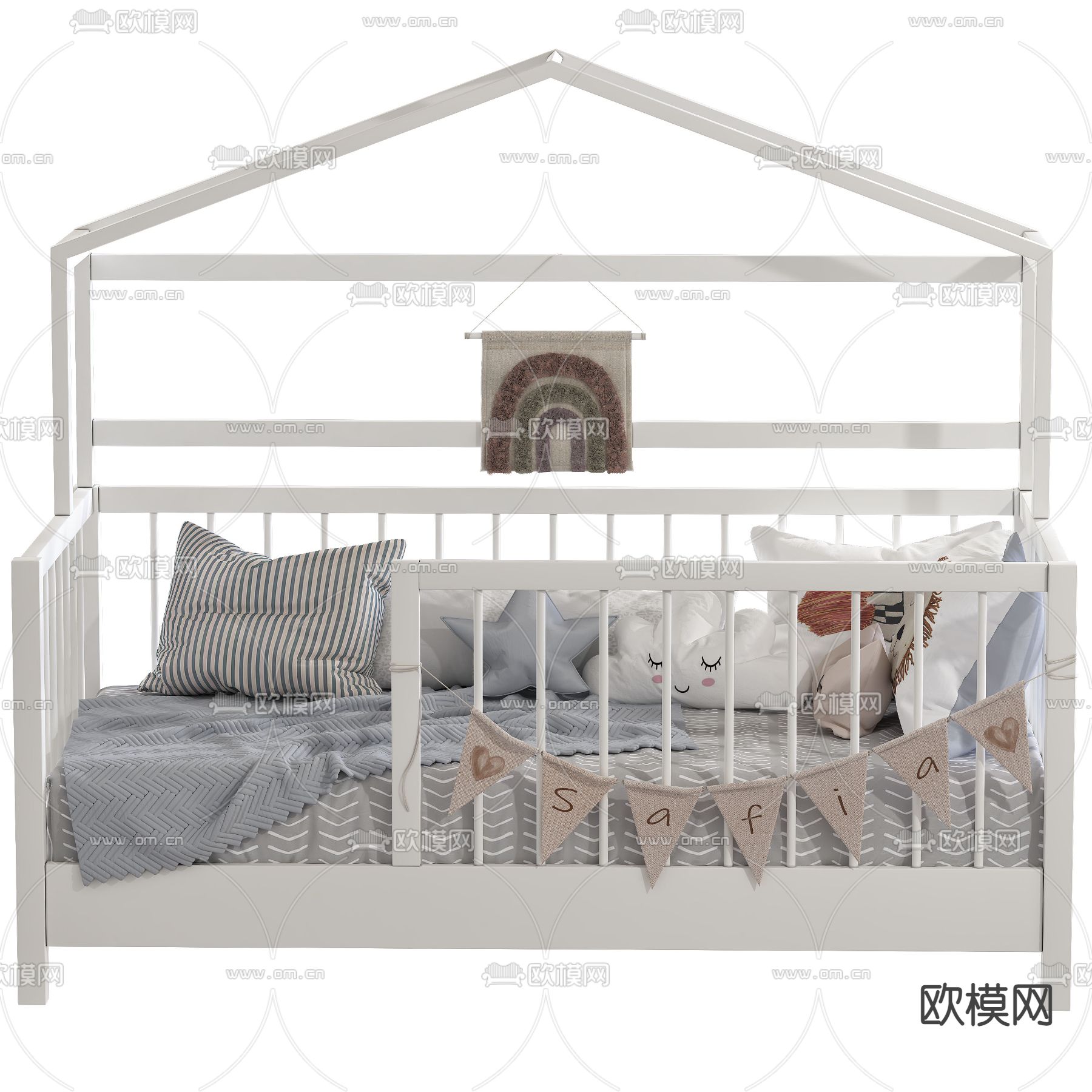 现代婴儿床3d模型下载（渲染图2）