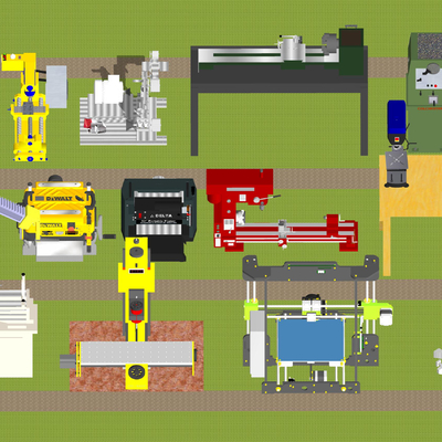  现代工业制造机器su模型 